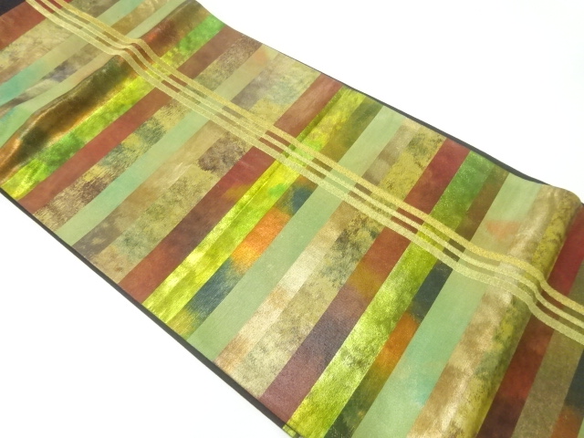 縞模様織出し袋帯